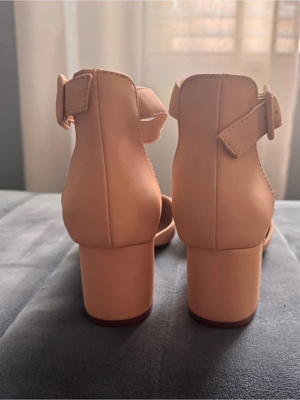 Dream Pairs Nude Ankle-Strap Pointed-Toe Block Heels